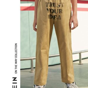 SHEIN Boys Slogan Graphic Pants