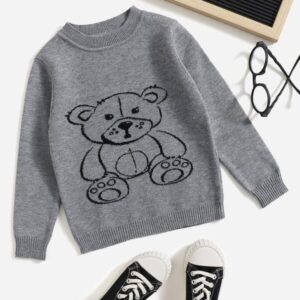 SHEIN Toddler Boys Bear Pattern Sweater