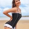 Shein Colorblock Ruffle Trim One Piece Swimsuit