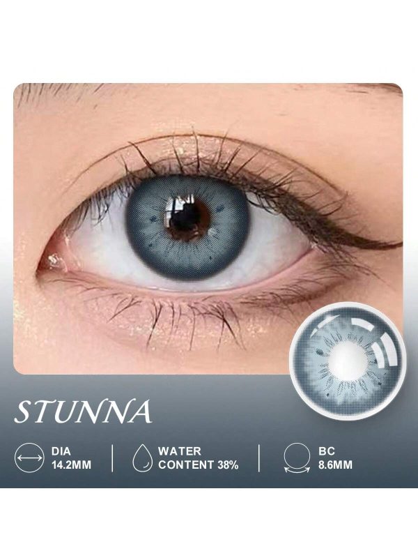 Lalens Stunna Girl Colored Contact Lenses With One-year Using Period, 2pcs/pack, 14.2mm Diameter, Nvp Hydrogel + Nonionic Material, 38% Water Content, Anti-blue Ray, For Daily Commuting And Beauty Wear, Available In Chole, Romona, Nadine Styles.