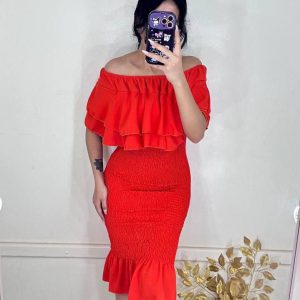 Off shoulder sleeveless mermaid dress