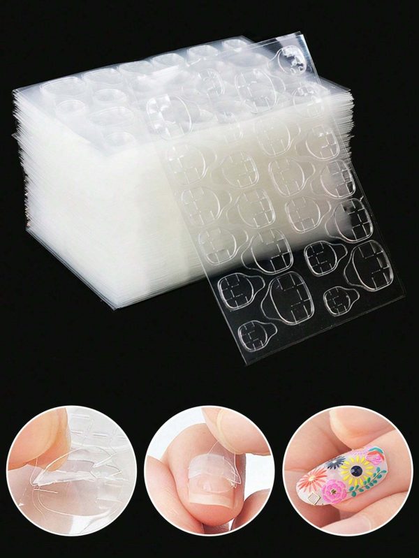 SHEIN 50 Sheets/1200pcs Super Sticky Jelly Glue Nail Stickers, No Trace, Ultra Thin, Waterproof