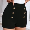 SHEIN Privé High Waist Button Detail Shorts