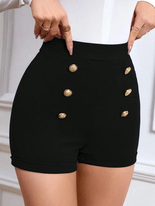 SHEIN Privé High Waist Button Detail Shorts