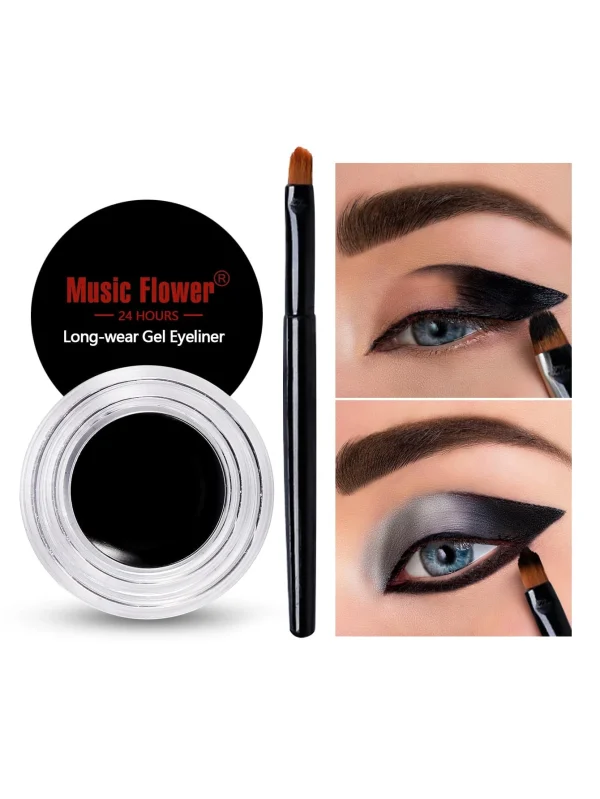 1pc Long-Wearing Waterproof Cream Eyeliner & 1pc Brush