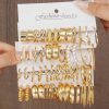 48pcs Simple Metal Geometric Faux Pearl Earring Set, Suitable For Women For Vacation, Date, Gift, And Daily Wear