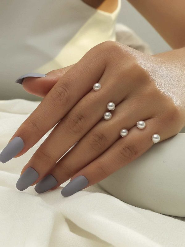 shein Fashionable And Elegant Faux Pearl Ring Set