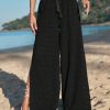 SHEIN VCAY Tassel Tie Waist Split Thigh Wide Leg Pants