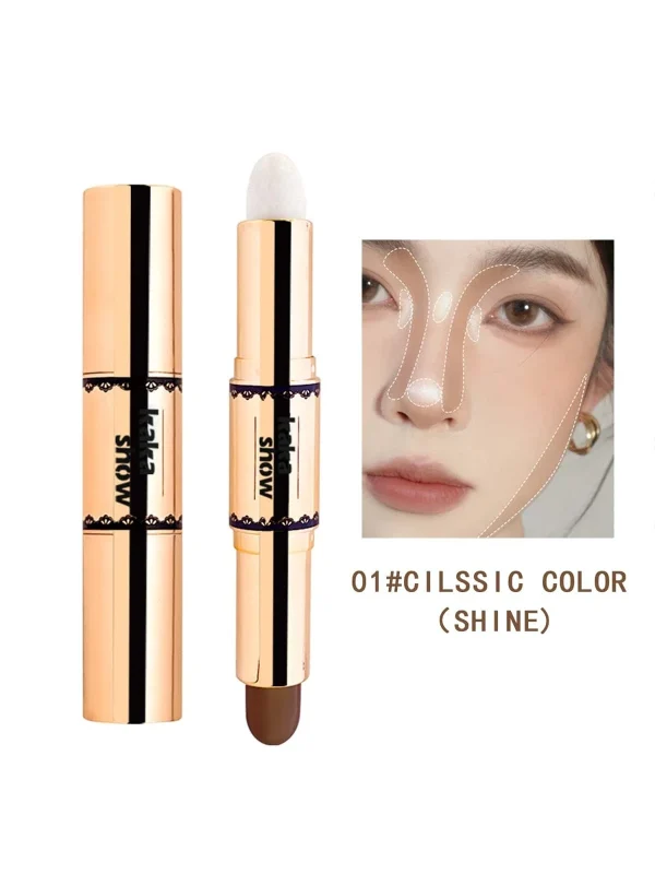 Double Ended Highlighter Stick, 1pc Long-Wearing Waterproof Brightening Face Makeup Product classic color