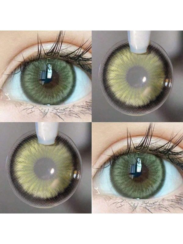 SHEIN 1 Pair Color Contact Lenses, Green, 14.5mm Decorative Disposable Contact Lenses