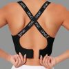 Letter Tape Panel Crisscross Back Sports Bra