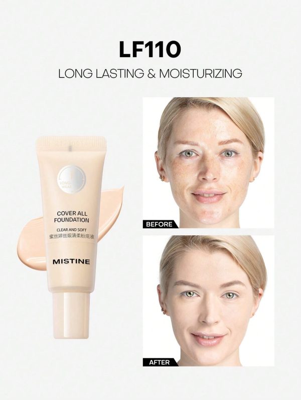 MISTINE Full Coverage Foundation For Dry Skin 5g, Makeup Dewy Finish For 24H