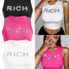 SHEIN SXY Women's Rhinestone Embellished Letter Pattern Casual Tank Top For Summer