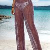 SHEIN Swim Vcay Women's Translucent Mesh Cover Up Pants,Summer Beach