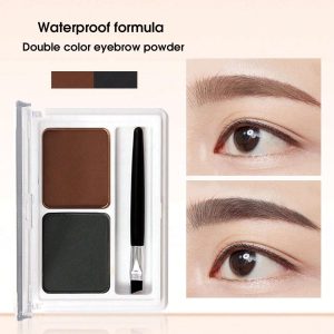 shein Waterproof Eyebrow Powder & Brush, Two Colors Long-Lasting Eyebrow