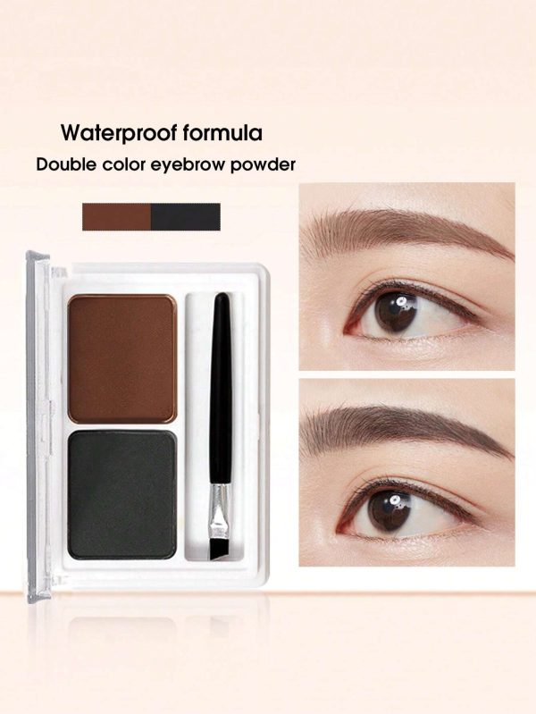 shein Waterproof Eyebrow Powder & Brush, Two Colors Long-Lasting Eyebrow