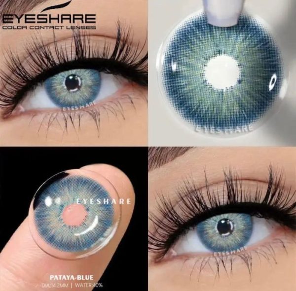 shein 1 Pair Natural Color Lens Eyes Color Cosmetic Contact Lens Blue Green