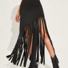 SHEIN Chain Detail Fringe Hem Skirt