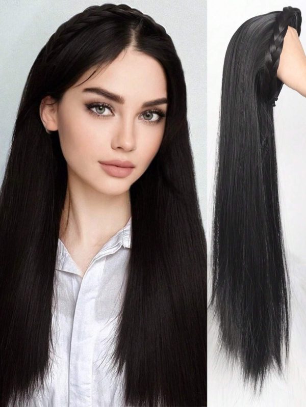 SHEIN Synthetic Long Straight Headband Half Wig Clip In Hair Extension