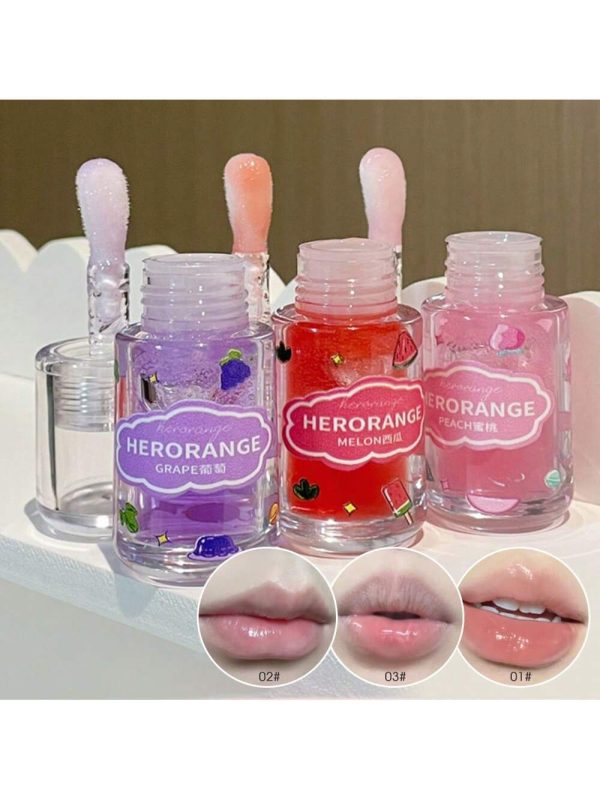 SHEIN HERORANGE 3Pcs Fruit Moisturizing Lip Oil