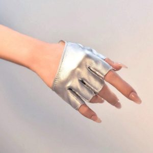 SHEIN One Pair Of PU Leather Open Cutout Fingerless Gloves