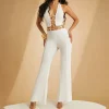 SHEIN Haute Embellished Linked Halter Jumpsuit